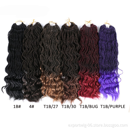 Wavy Senegalese Twist Hair Extensions With Curly Ends Crochet Braids For Women Synthetic Hair 35 Strands Twist Braiding Hair